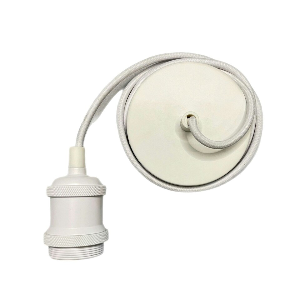 image 1 of CGC CASSIE Matt White 1.5m adjustable E27 Ceiling Pendant and Matching ceiling Rose White