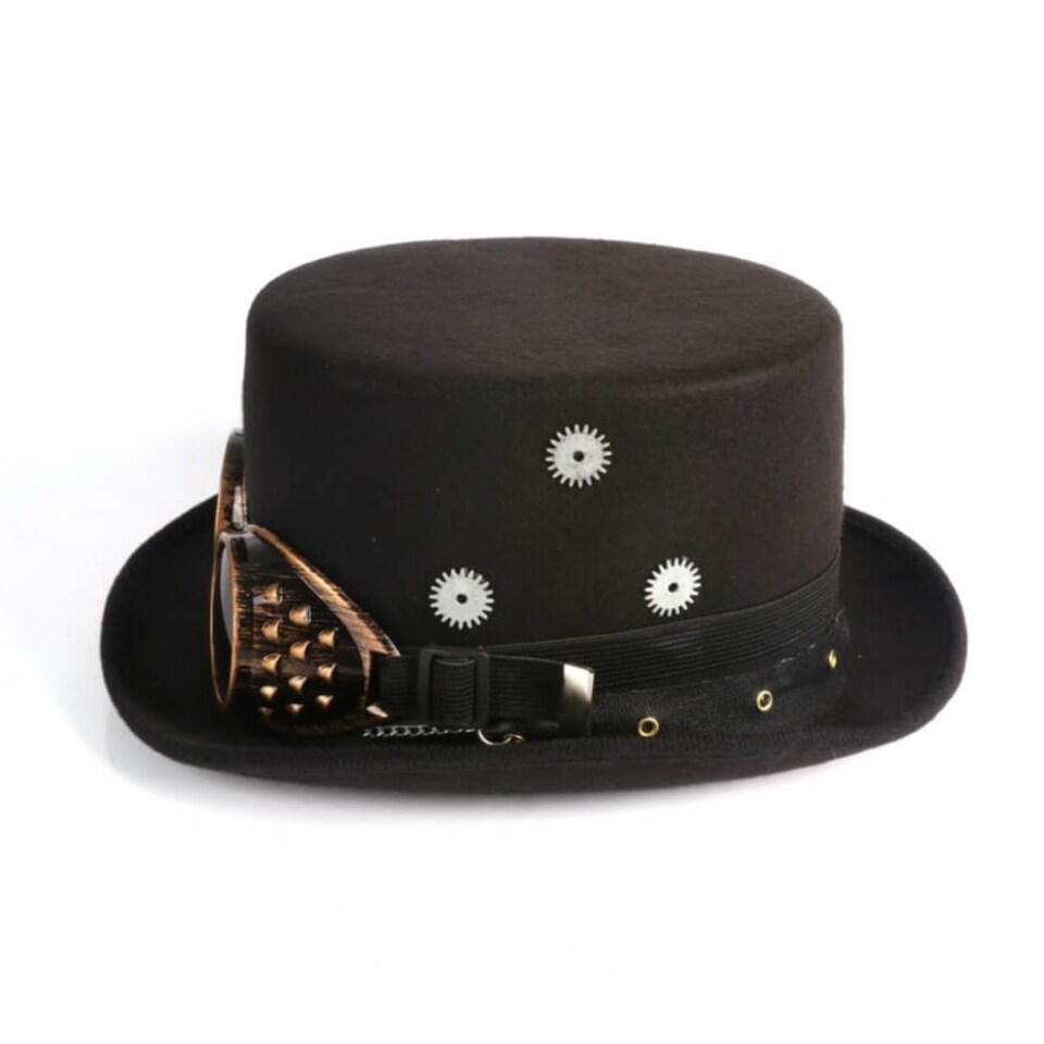 image 1 of Bristol Novelty Unisex Adults Steampunk Top Hat And Goggles - Black/Bronze - One Size One Size
