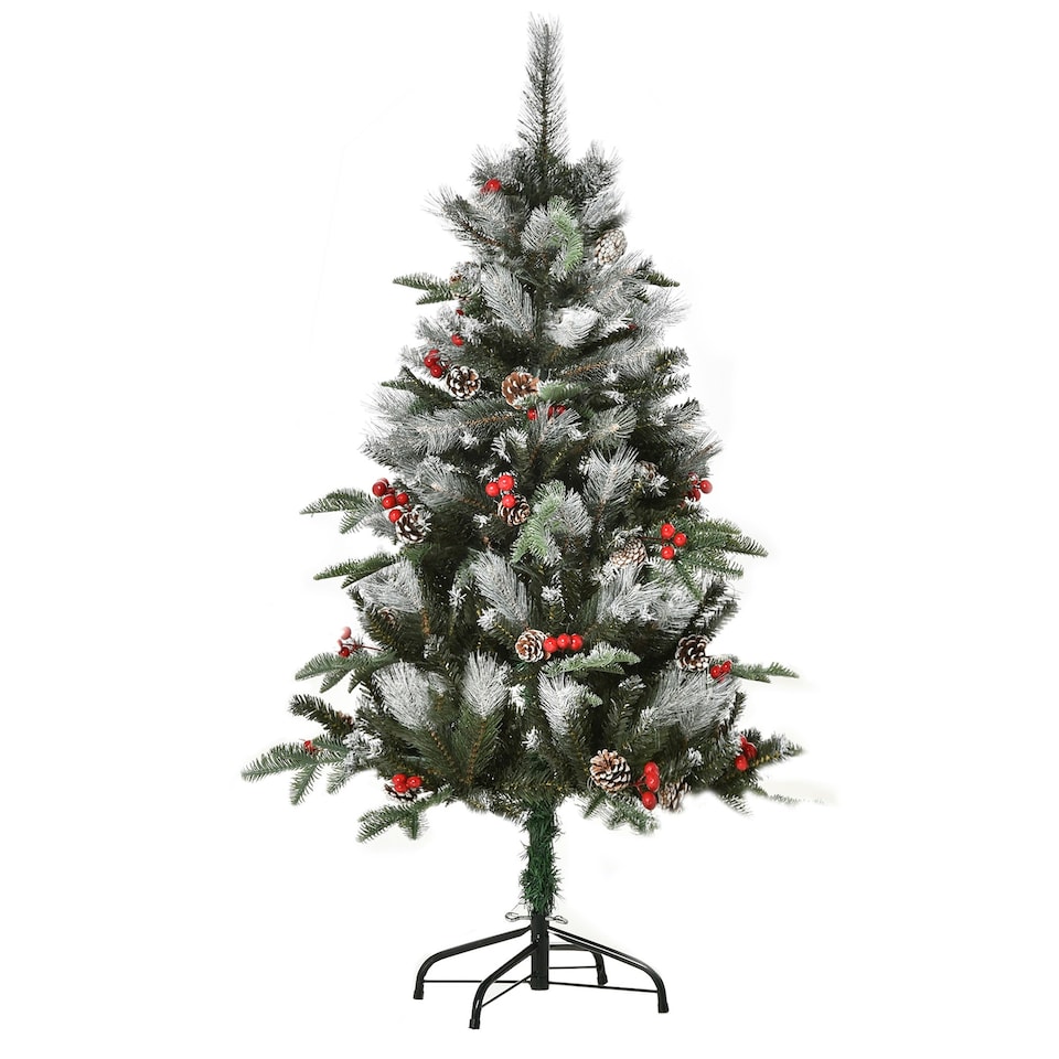 image 1 of HOMCOM 4FT Artificial Snow Dipped Christmas Tree Xmas Holiday Pencil Tree Green