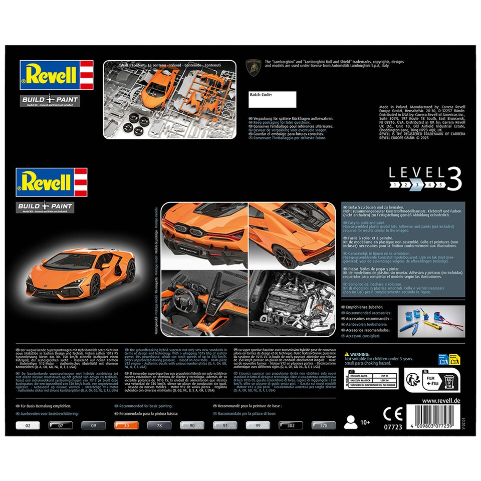image 1 of Revell Lamborghini Revuelto Sports Car Model Kit Scale 1-24