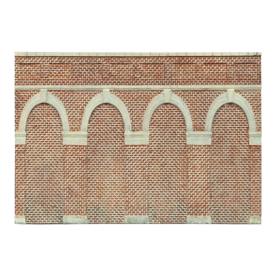 Hornby Skaledale Mid Retaining Walls Red Brick 2pc (Pre-Built)