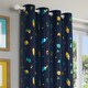 image 3 of Enhanced Living Infinity Room Darkening Thermal Blue Metallic Print Kid's Eyelet Curtains (PAIR) 46 x 72 inch (117x183cm)