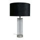 image 3 of ValueLights Clear Tube and Brushed Chrome Metal Bedside Table Lamp with a Black Velvet Shade