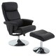 image 1 of Interiors by Premier Luxurious Black Leather Effect Reclining Chair and footstool, Easy to Clean Leather Chair, Comfy Footstool