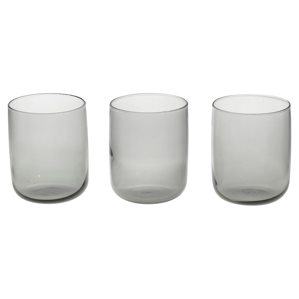 image 1 of Modern Drinking Coloured Glasses Water Dining Juice Tumbler | Clear | Dark Grey 280ml | Set of 6