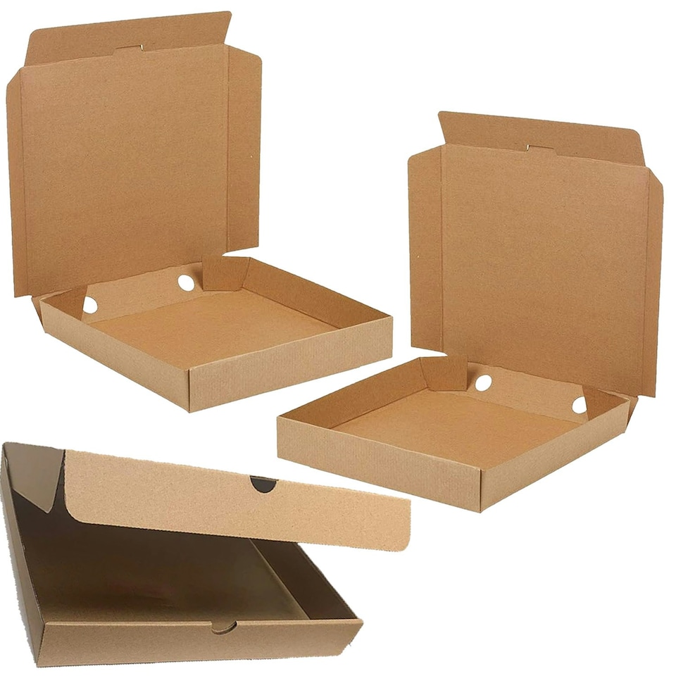 image 1 of 50 x 16" Pizza Boxes Plain Brown Postal Box Takeaway Style Boxes Brown
