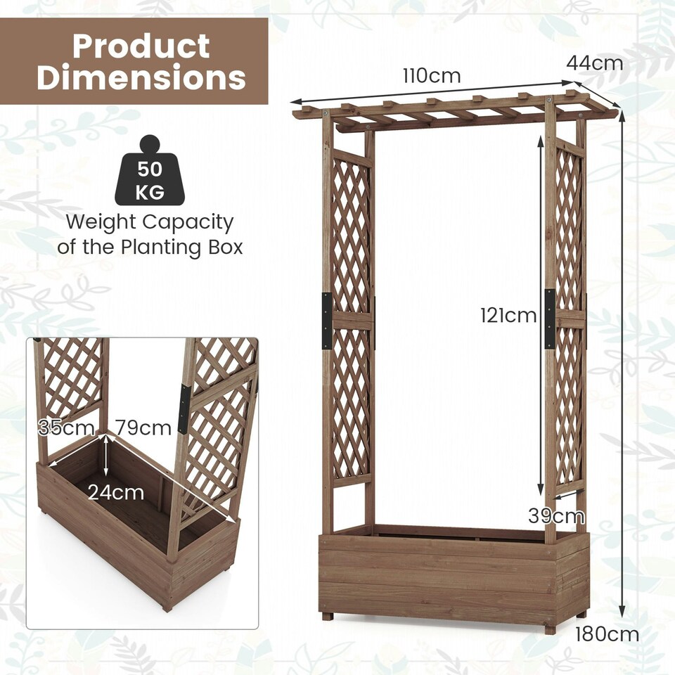 image 1 of COSTWAY Raised Garden Bed Planter Box Coffee Brown
