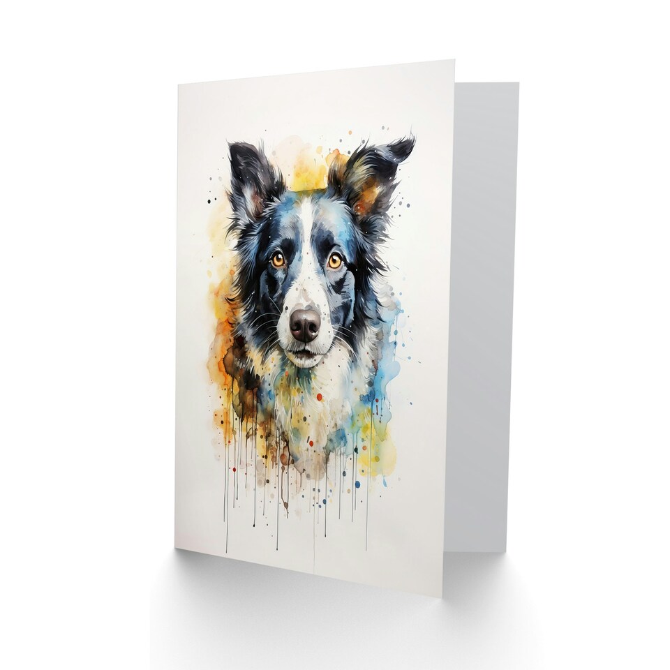 image 1 of Border Collie Lovers Watercolour Pet Blank Art Card