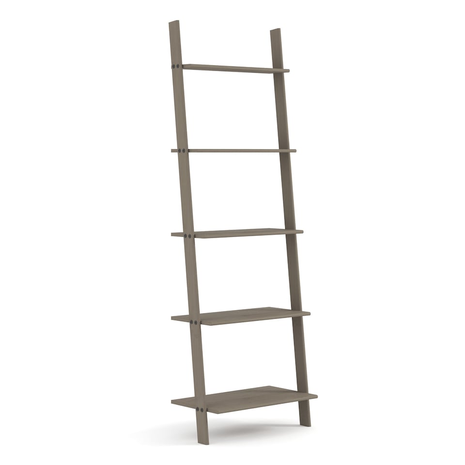 image 1 of Corona Grey Ladder 5 Shelf Unit - Grey Wax Finish with Multi-Depth Shelving and Versatile Storage | Grey | Grey Wax | One Size | 1