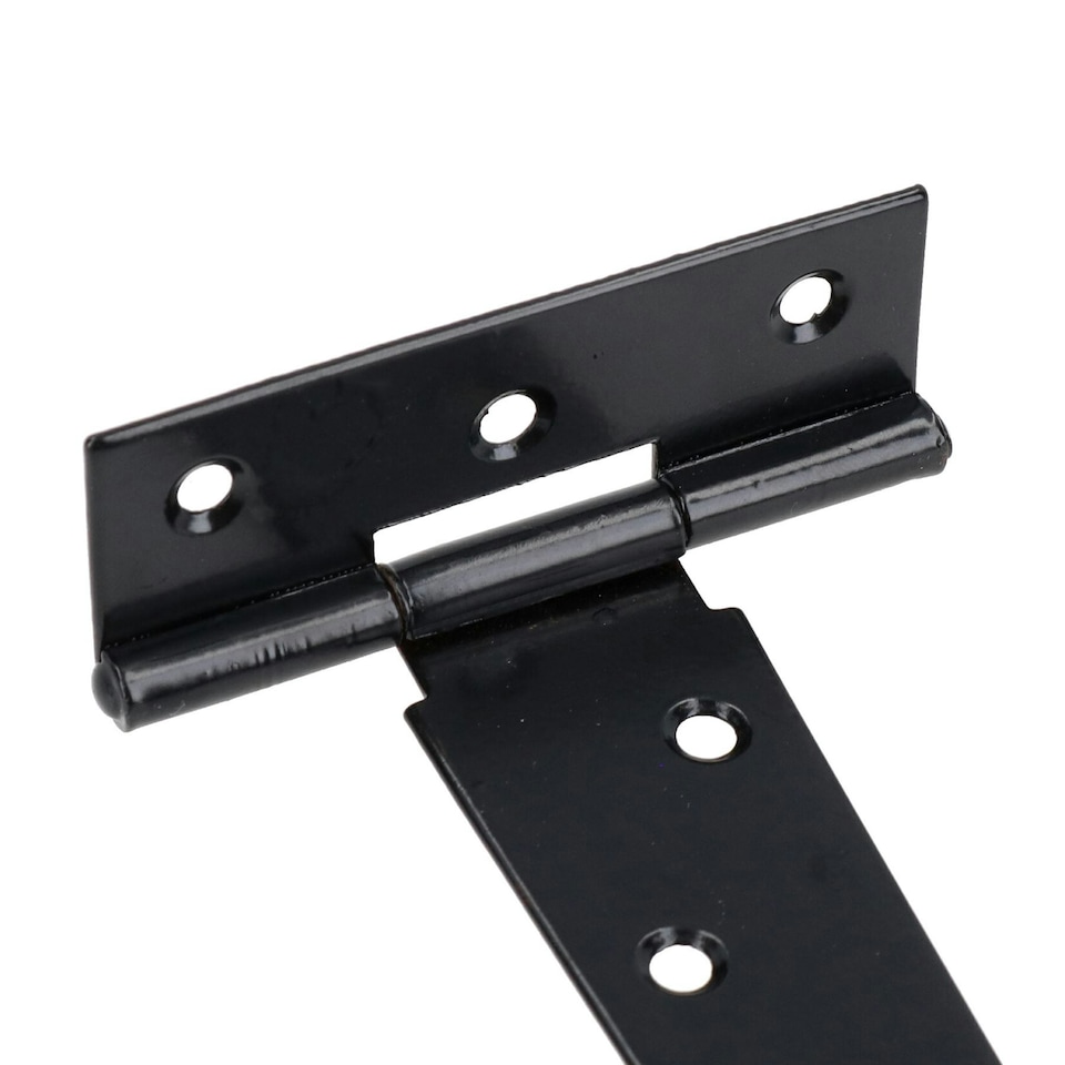 image 1 of 10" (250mm) Heavy Duty T Tee Hinges for Doors + Gates with Fixing Screws 4pc Black