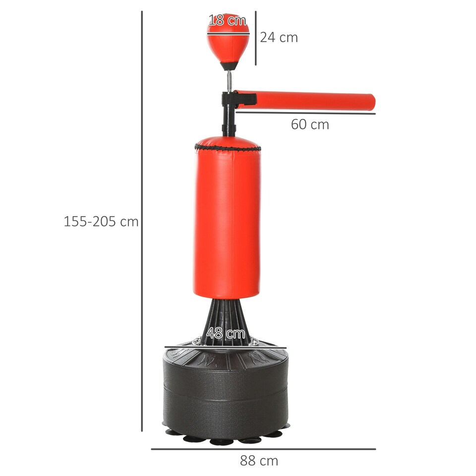 image 1 of HOMCOM Boxing Punch Bag Stand w/ Rotating Flexible Arm Speed Ball Waterable Base Red