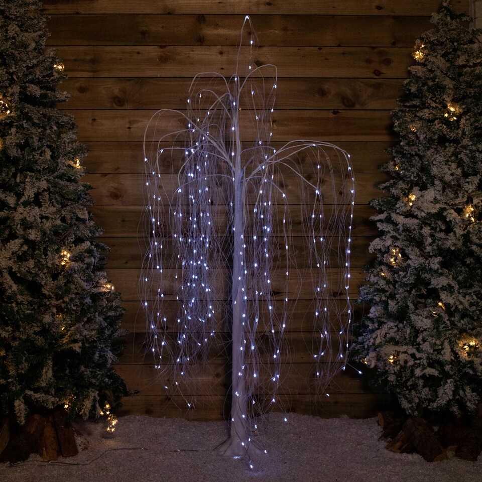 image 1 of 1.8m White Christmas Willow Tree with App, Remote Control and 240 RGB LEDs