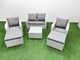 image 1 of Fimous Light Grey PE Wicker Rattan Garden Furniture Set Sofa Set Reclining Adjustable Chair Square Coffee Table 6 Seater 2 Big Stools