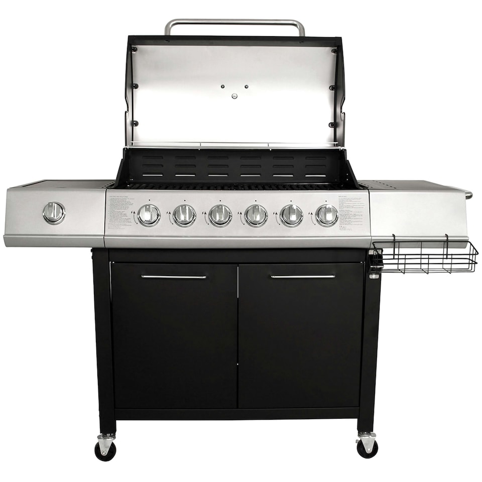 image 1 of Charles Bentley 6 Burner Premium Gas BBQ with Side Burner - Black