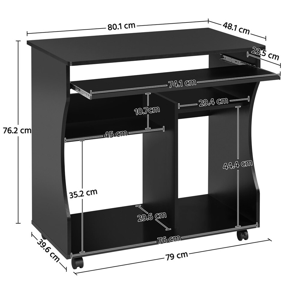 image 1 of Yaheetech Space-saving Computer Desk Wheels | Black