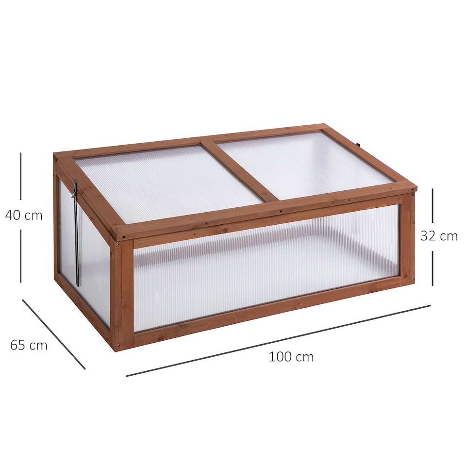 image 1 of Outsunny Square Wooden Outdoor Greenhouse for Plants PC Board 100 x 65 x 40cm