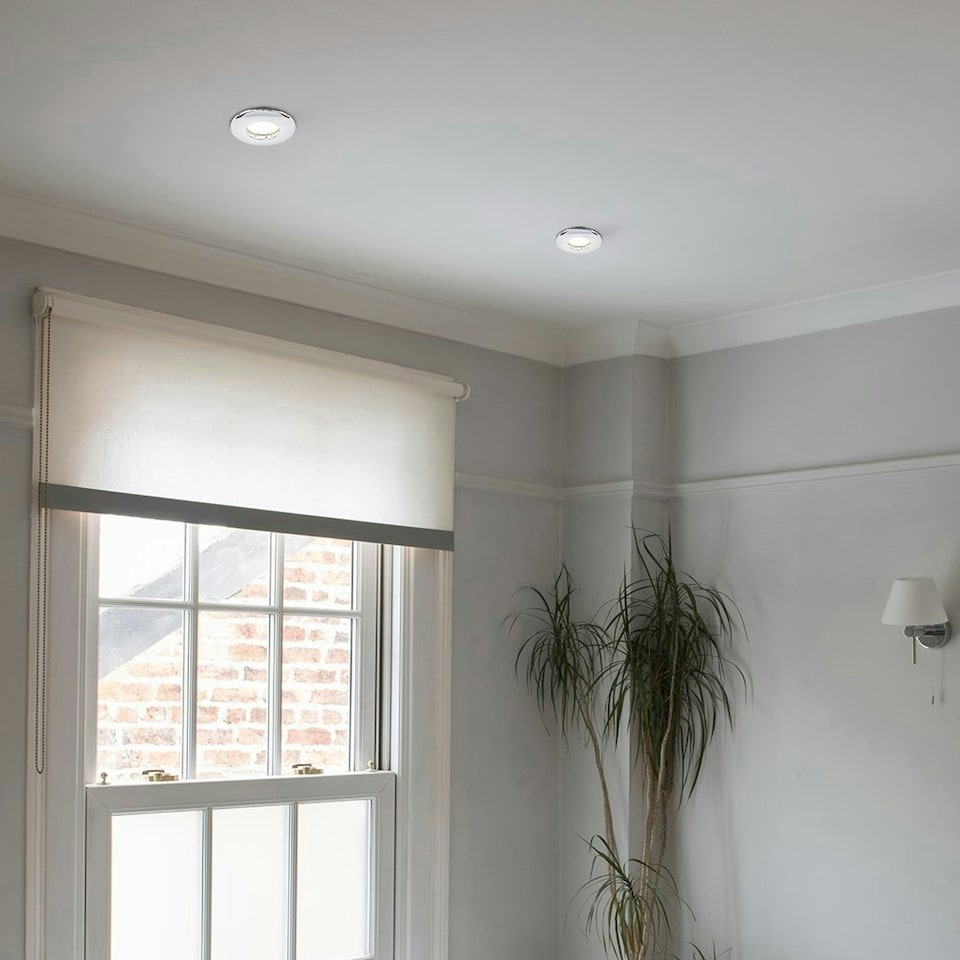 image 1 of ValueLights Fire Rated IP65 Downlight 6 Pack Silver Bathroom Ceiling Downlight | Chrome