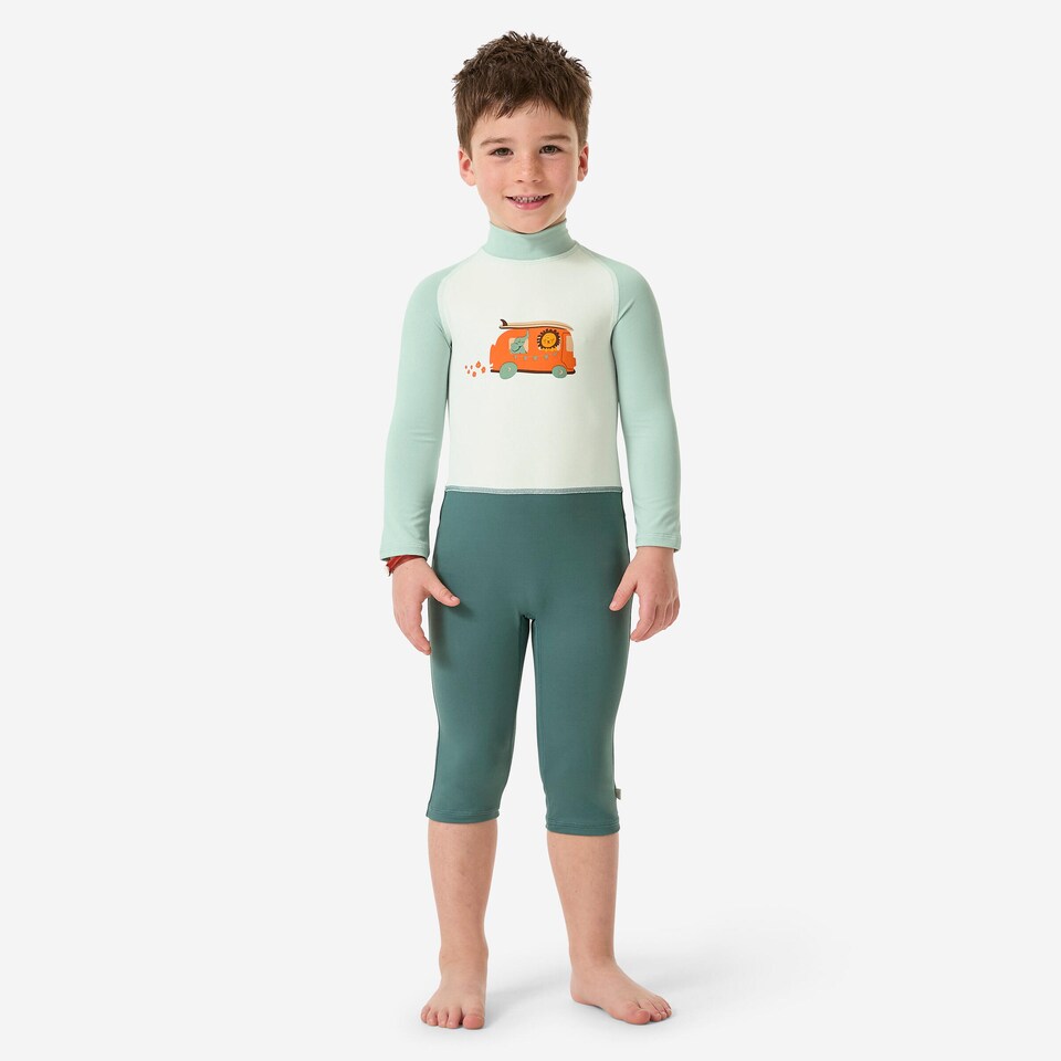 image 1 of Decathlon Baby/Kids’ Long-Sleeve UV-Protection Swimming Suit Blue Print