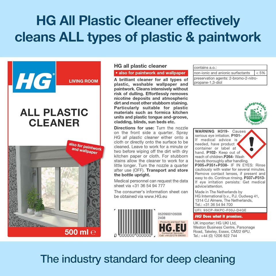 image 1 of HG All Plastic Cleaner 500ml