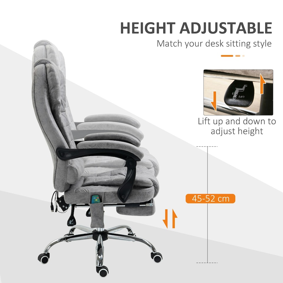 image 1 of Vinsetto Heated 6 Points Vibration Massage Executive Office Chair Grey