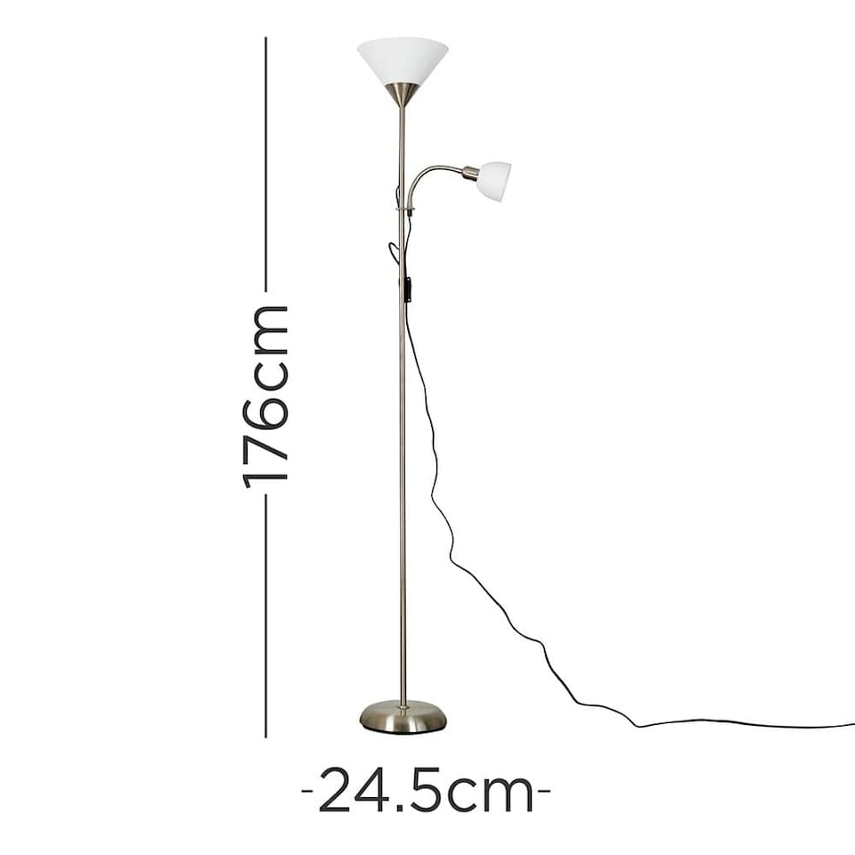 image 1 of ValueLights Mozz Brushed Chrome Mother and Child Floor Lamp | Chrome