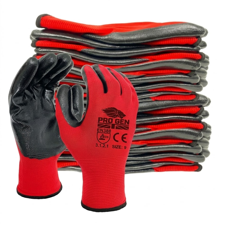 image 1 of 12 Pair Nitrile Coated Work Breathable Safety Gloves for DIY and Gardening
