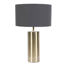 ValueLights Lexy Antique Brass Dimmable Table Lamp Charcoal Shade | Gold