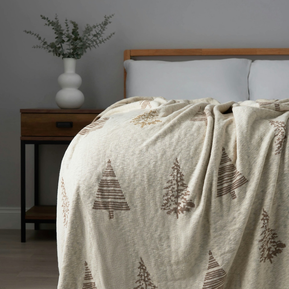 image 1 of BHS Christmas Tree Reversible Throw, Gold