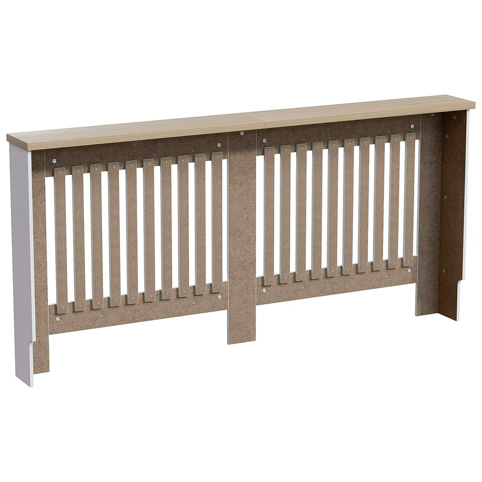 image 1 of Vida Designs Arlington Radiator Cover Painted MDF Slatted Cabinet, White, 172cm