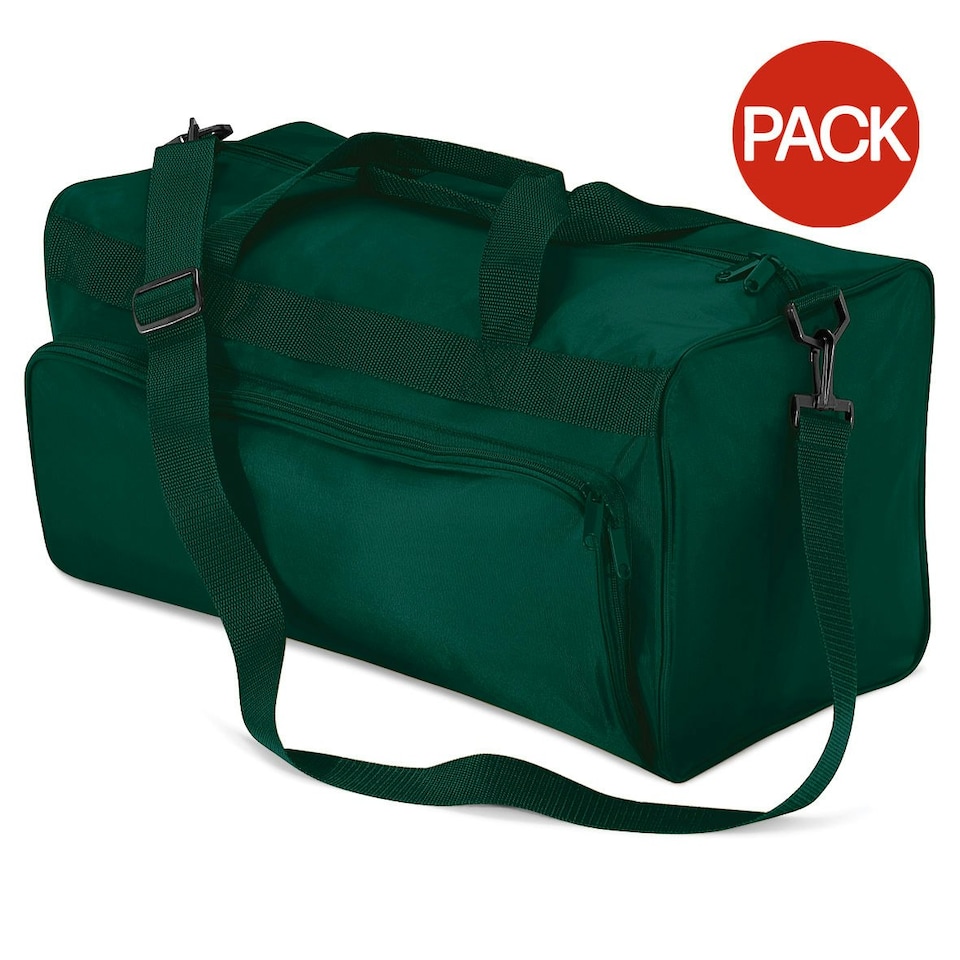 image 1 of Quadra Duffle Holdall Travel Bag (34 Litres) (Pack of 2) - Bottle Green - One Size