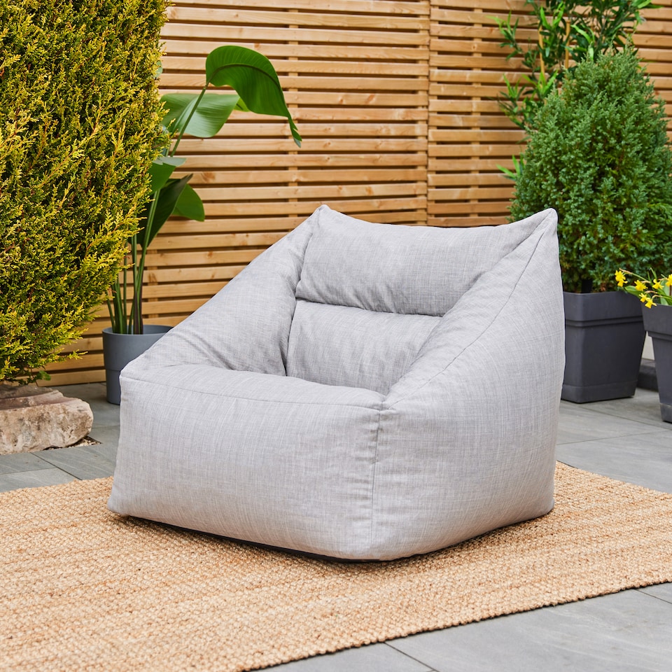 image 1 of Natalia Outdoor Woven Adults Bean Bag Armchair, Ready Filled Large Beanbag Grey | Grey | Grey | M | 1