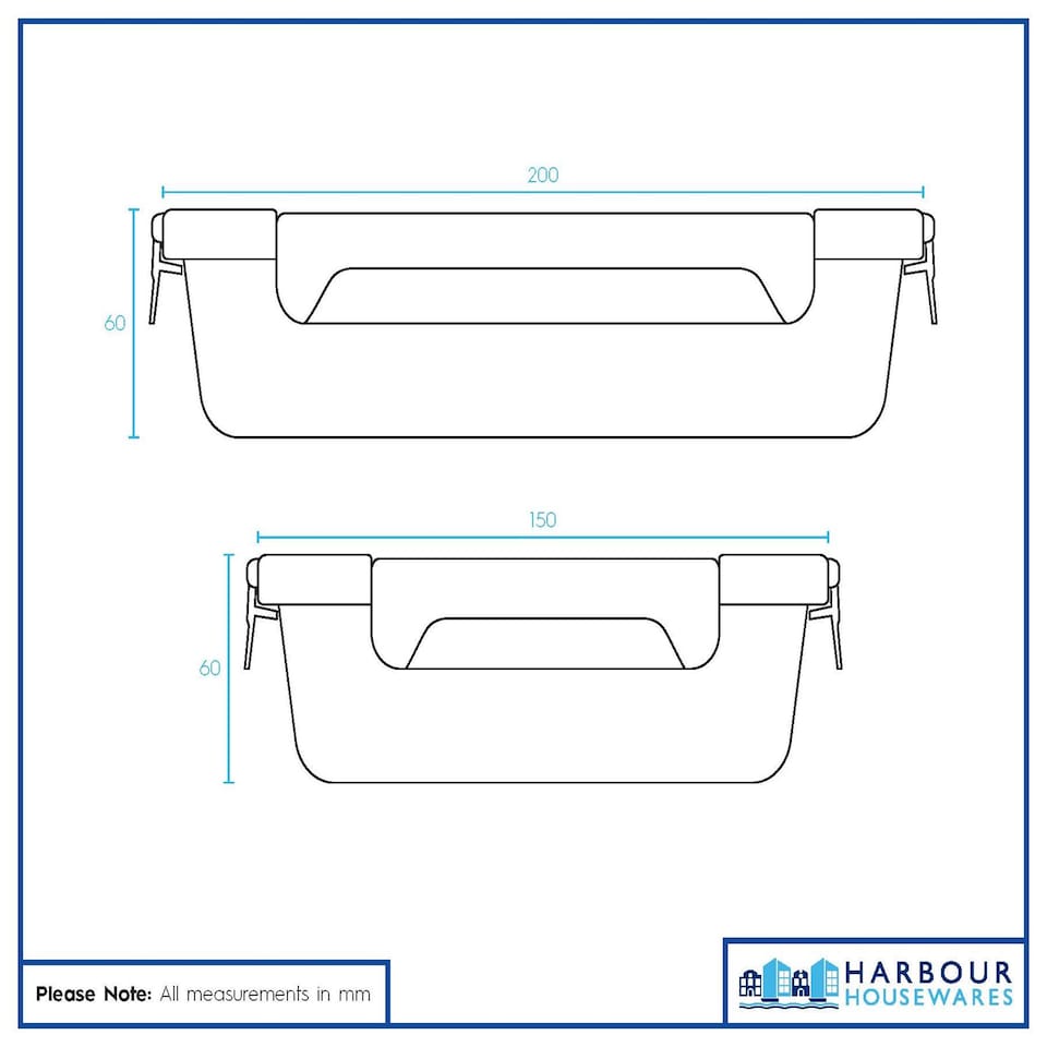 image 1 of Harbour Housewares Glass Food Storage Containers with Lids - 1 Litre - Pack of 2