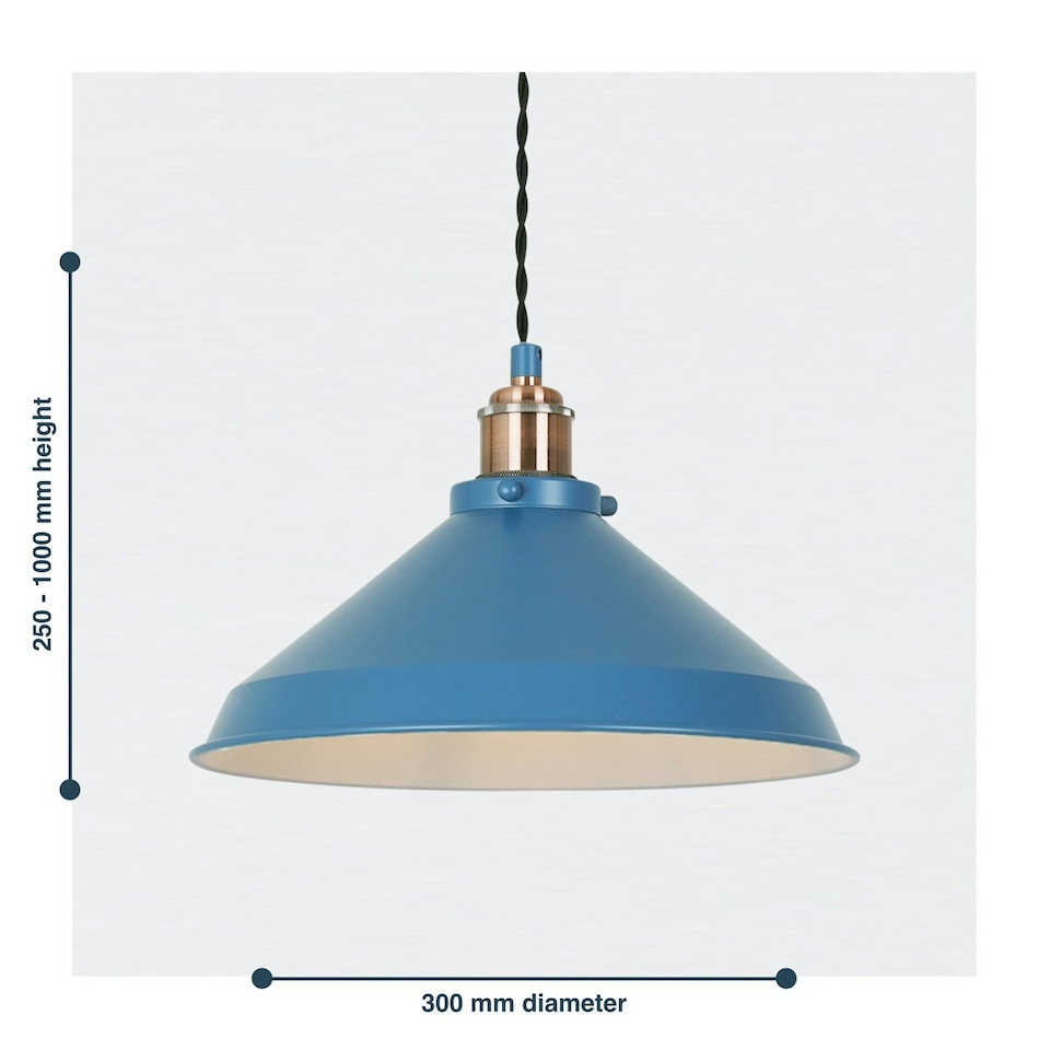 image 1 of First Choice Lighting Set of 2 Maxwell Mirage Blue Brushed Copper Ceiling Pendant Lights Blue | Copper