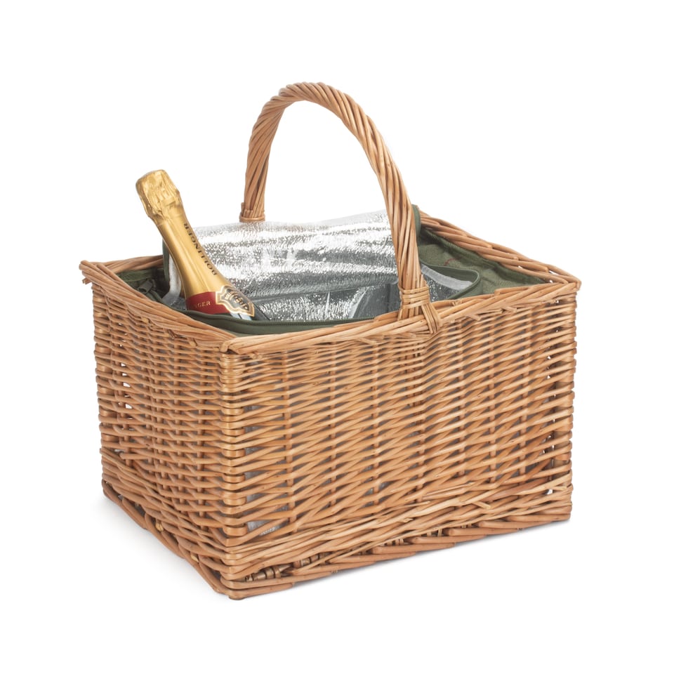 image 1 of Wicker Butchers Basket with Zipped Cooler Bag
