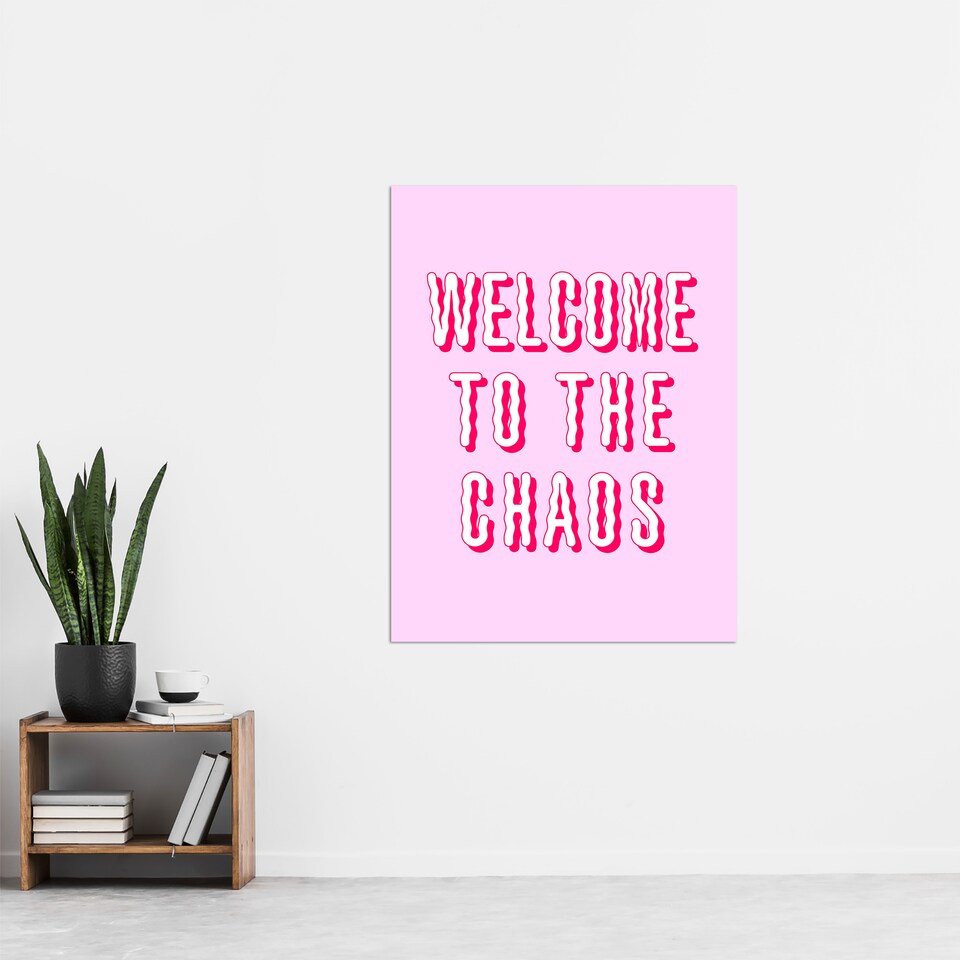image 1 of Welcome To The Chaos Wavy Pink Modern Funny XL Wall Art Print 24X32 In
