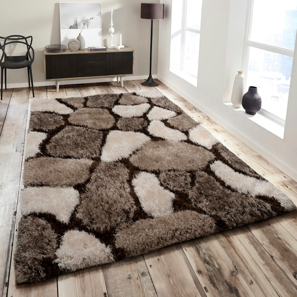 image 1 of Home Republic Pebbles Shaggy Rug - 80 x 150 Brown