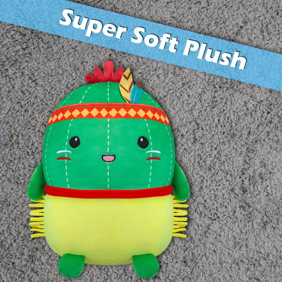 image 1 of Cactus Native American Soft Toy Cute Plushie Huggable Cuddly 25cm Green