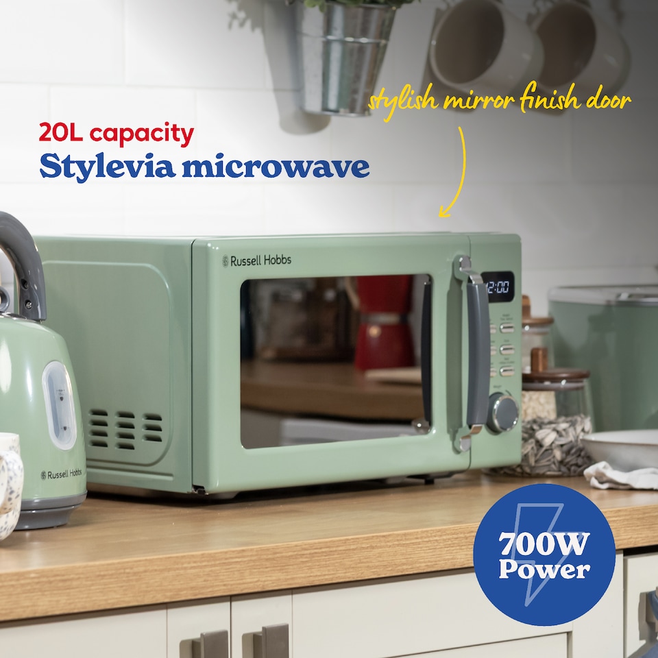 image 1 of Russell Hobbs Digital Microwave Stylevia 20L in Sage Green RHM2026SG