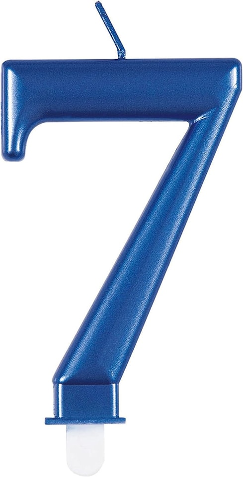 image 1 of Metallic Blue Number 7 Birthday Candle
