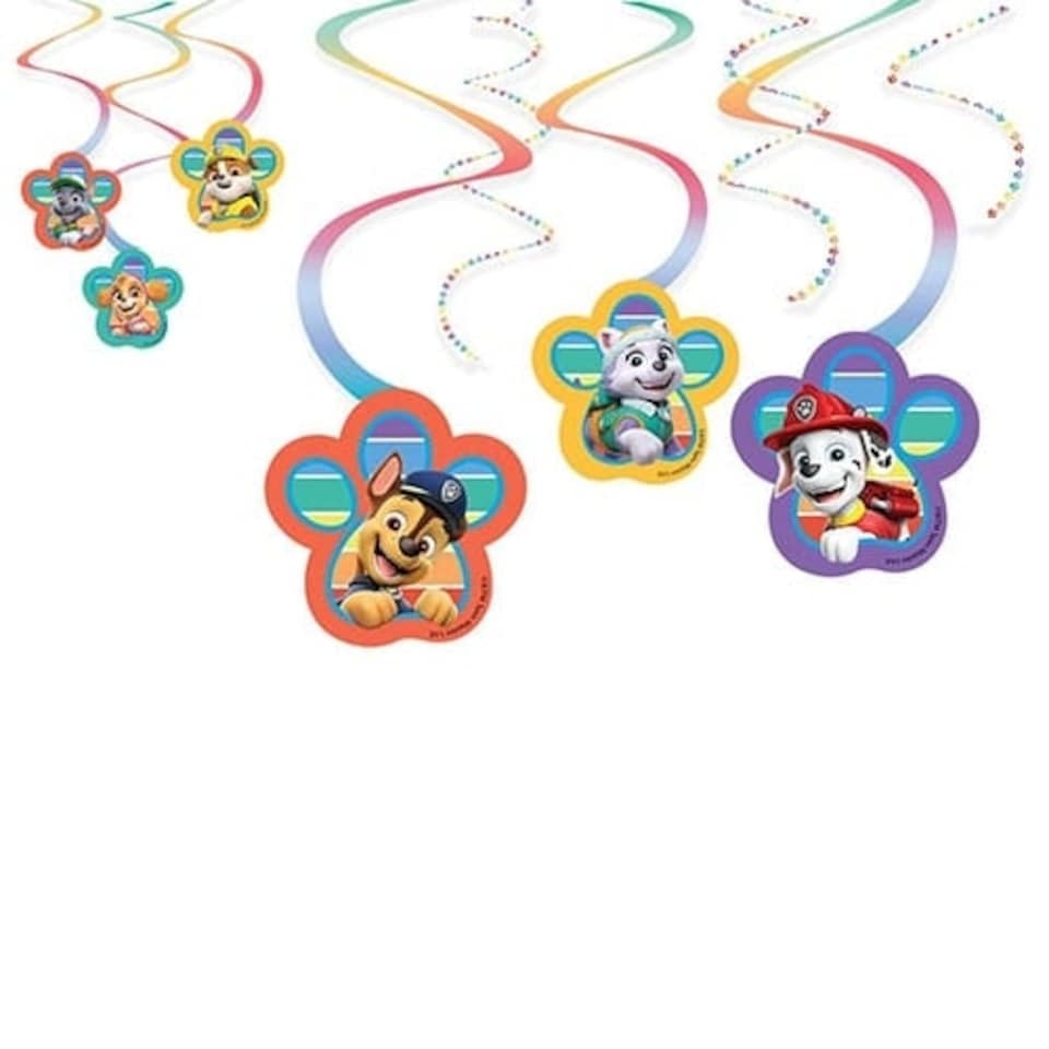 Paw Patrol Paper Hanging Swirl Decorations - Pack of 6