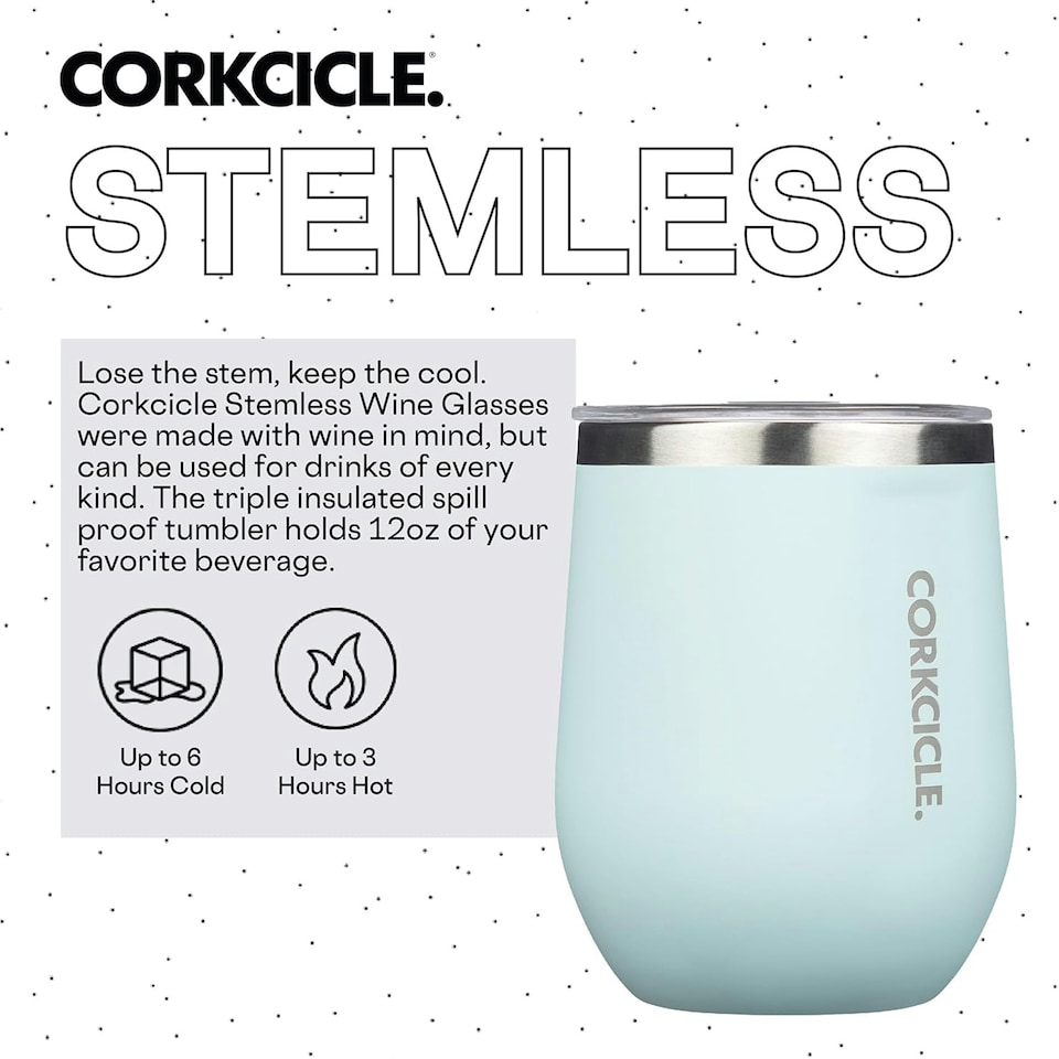 image 1 of Corkcicle Triple Insulated Stainless Steel Stemless Travel Cup 355ml - Powder Blue Blue