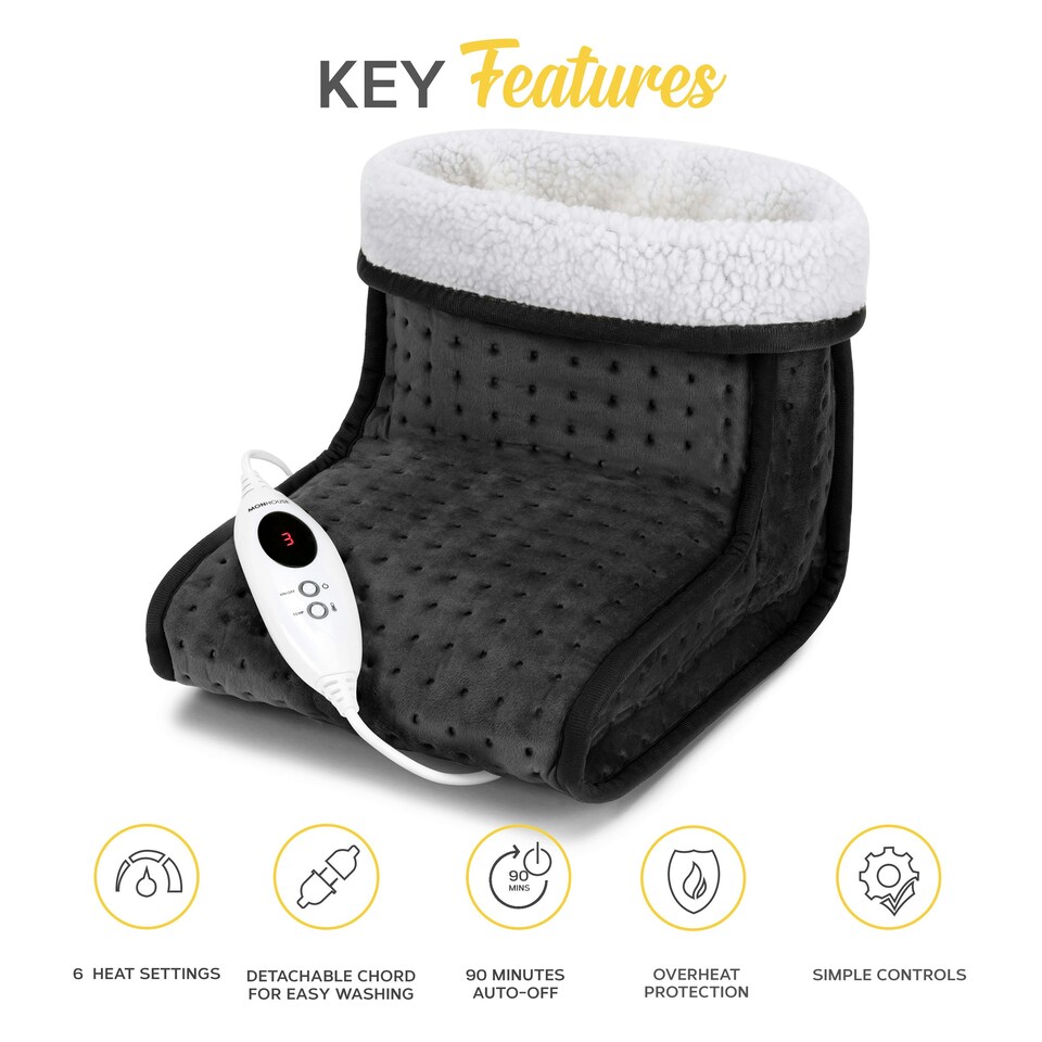 image 1 of MONHOUSE Electric Foot Warmer - Cold Feet Warmers for Home Use and Office Under Table Desk - Soft and Breathable Heating Pad - Comfort Heat Therapy - Dark Grey