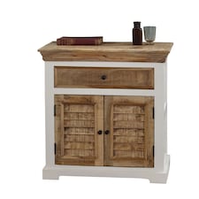 Milano Solid Mango Wood Small Sideboard White | Brown