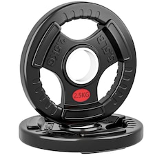 SPORTNOW 2 x 2.5kg Olympic Weight Plates, Weight Plate Discs with Tri-Grips | Black