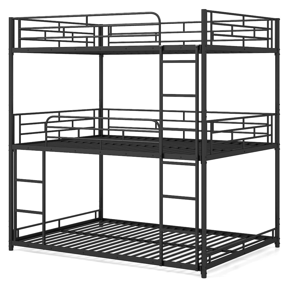 image 1 of COSTWAY Metal Triple Bunk Bed Double Over Double Bunk