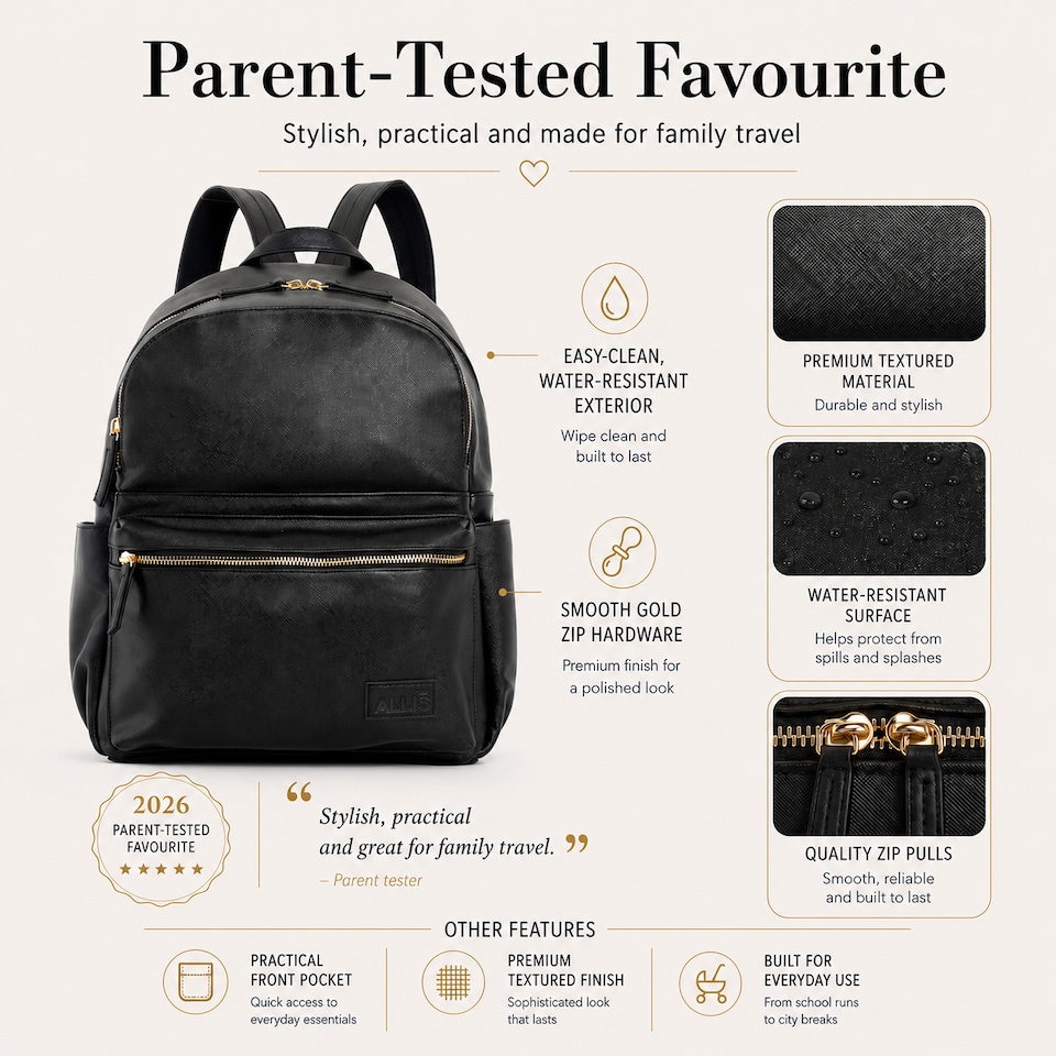 image 1 of Allis Lux Baby Changing Backpack - Black