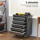 image 3 of HOMCOM 5-Drawer Tool Chest Steel Lockable Tool Storage Cabinet with Wheels | Black