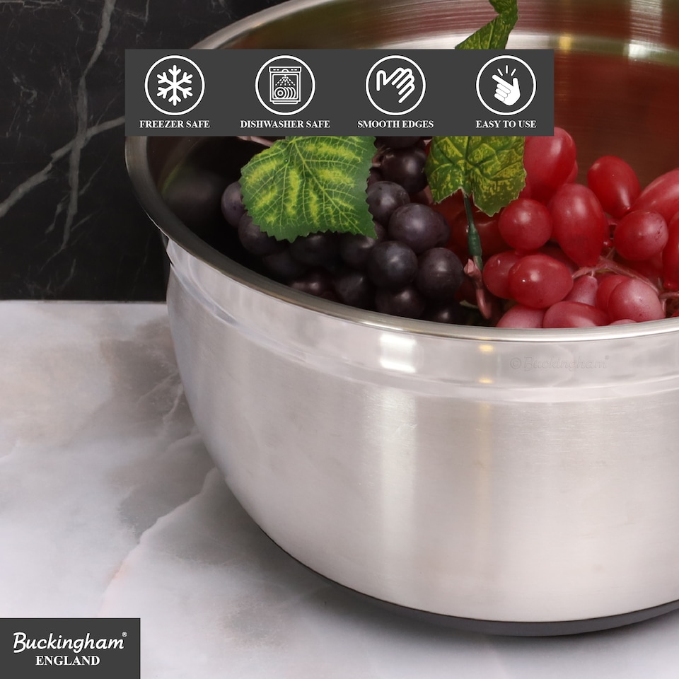 image 1 of Buckingham Deep salad Mixing Bowl with Black Silicone Base 26 cm , 5.2 Litre