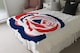 image 3 of Red & Blue Rose Print Blanket | Multi