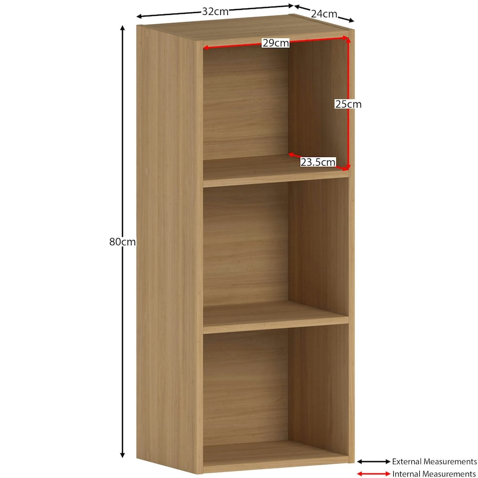 image 1 of Vida Designs Oxford 3 Tier Cube Bookcase Display Storage, Oak